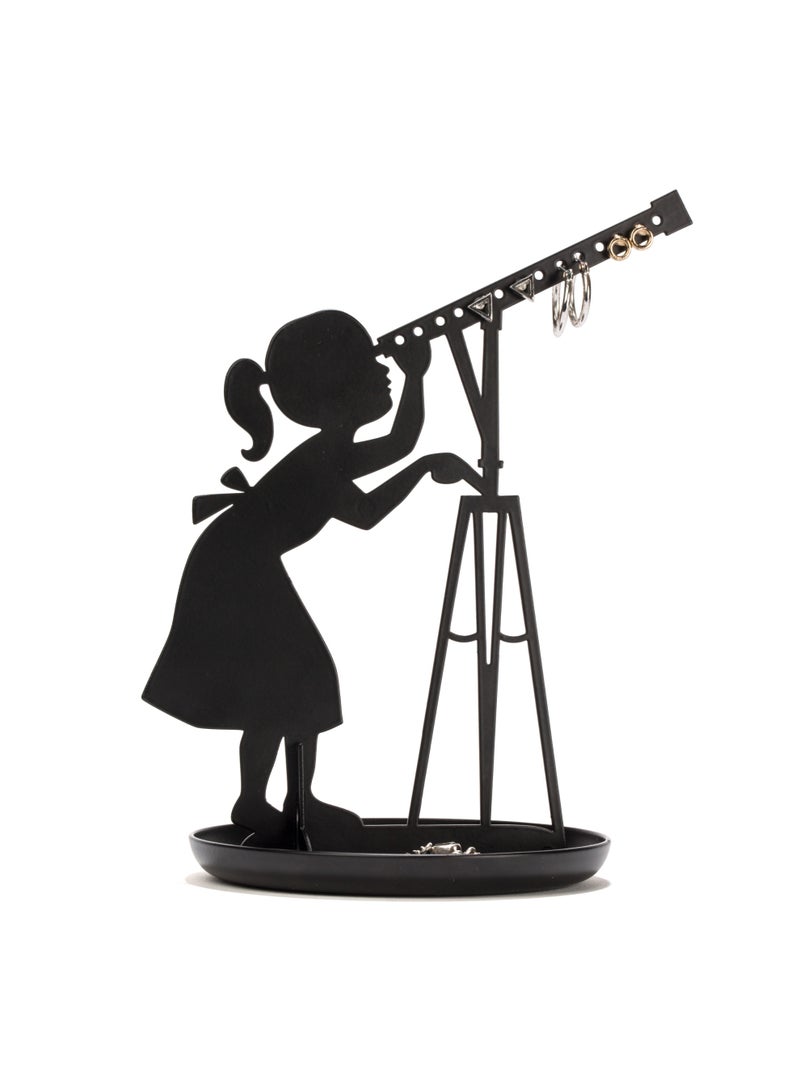 KIKKERLAND Stargazer Jewelry Holder | Decorative Jewelry Stand, Necklace Holder, Ring Organizer - Black - Image 1