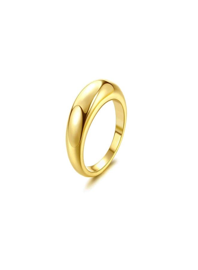 Vavily Chunky Gold Rings for Women 18K Real Gold Signet Thick Round Stacking Minimalist Ring Size 7-8, Metal, No Gemstone - Image 1