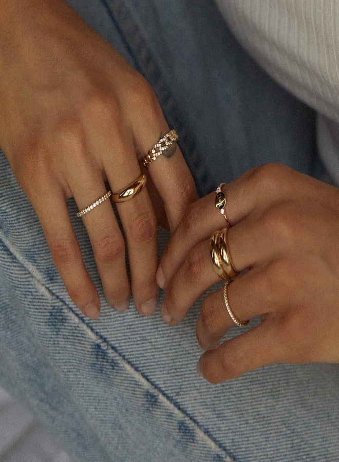 Vavily Chunky Gold Rings for Women 18K Real Gold Signet Thick Round Stacking Minimalist Ring Size 7-8, Metal, No Gemstone - Image 2