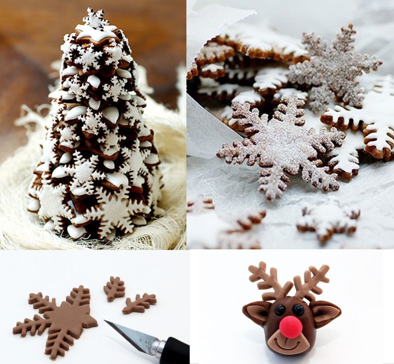 ilauke 6PCS Snowflake Cookie Cutters Decorating Fondant Embossing Tool Christmas Cookie Cutters Snowflake Plunger Cake Cutter - Image 5