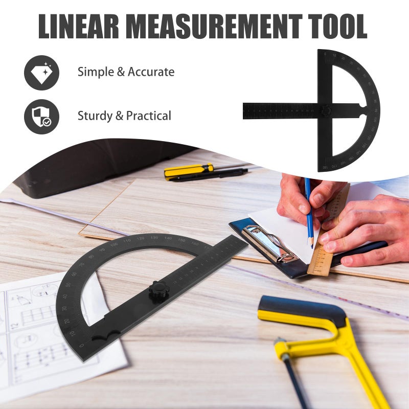 Semi Circle Angle Protractor Woodworking Measuring Tool 180 Degree Rotating Ruler - Image 4