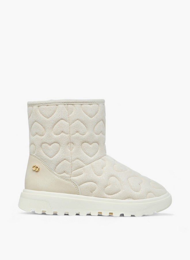 Celeste Girls' Heart Embossed Slip-On Ankle Boots - Image 3