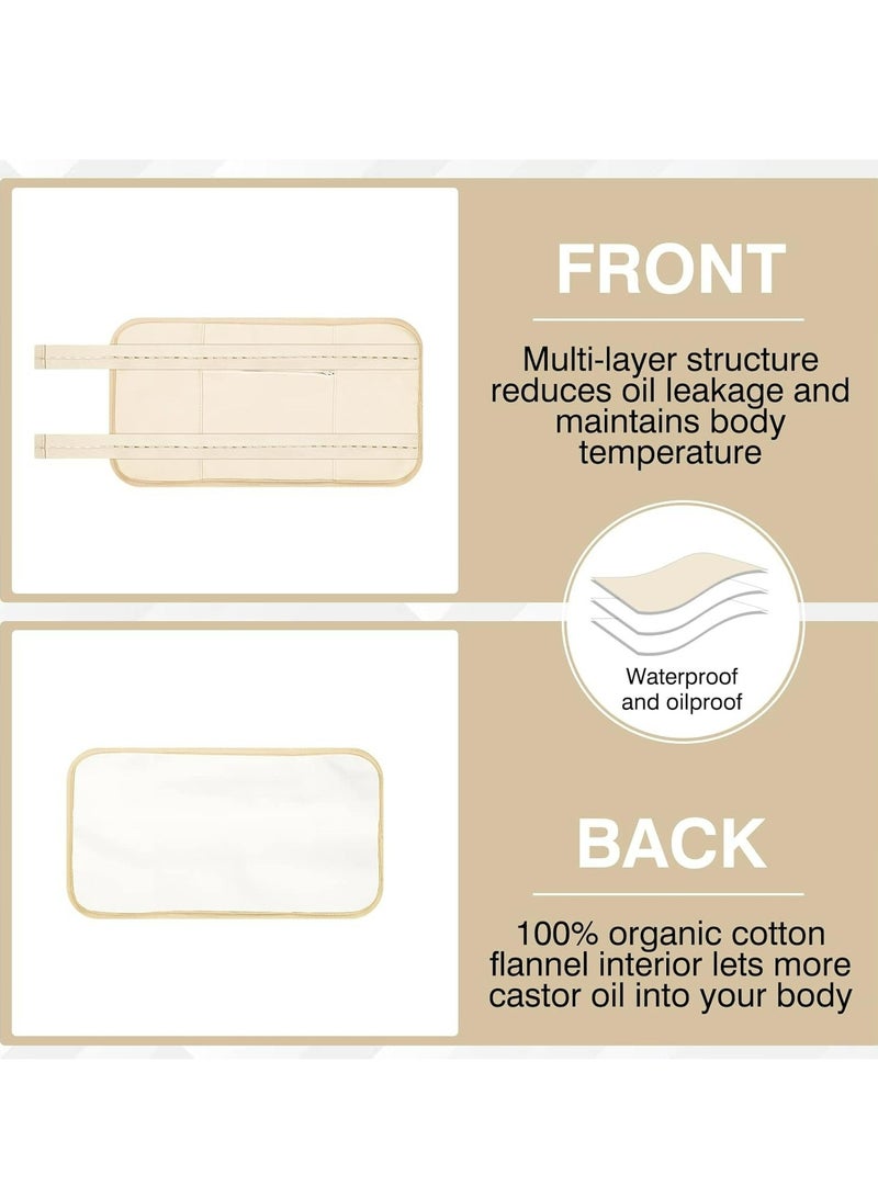 Loquat Castor Oil Pack, Adjustable Reusable Castor Oil Pack Wrap for Liver Detox,Less Mess, Elastic Strap Bamboo Cotton Machine Washable Anti Oil Leak - Image 3