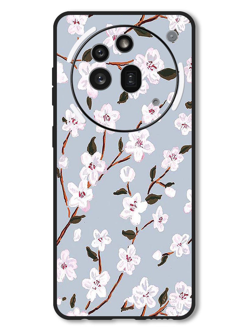 Theodor Case Compatible with Nothing Phone 3a Pro Protection Shockproof Bumper Cover White Flower - Image 1