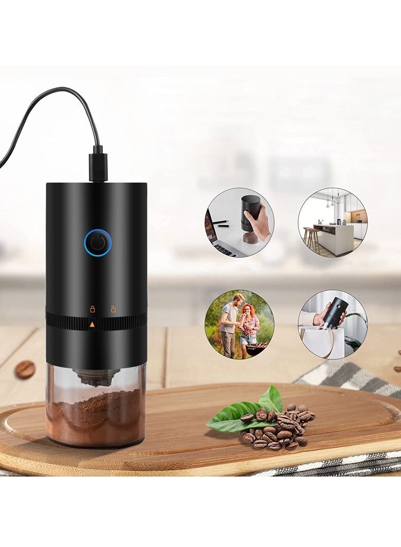 USB Rechargeable Portable Electric Coffee Grinder, 25g Capacity Automatic Conical Burr Grinder Coffee Bean Grinder with Multi Grind Setting (Black)  - Image 3