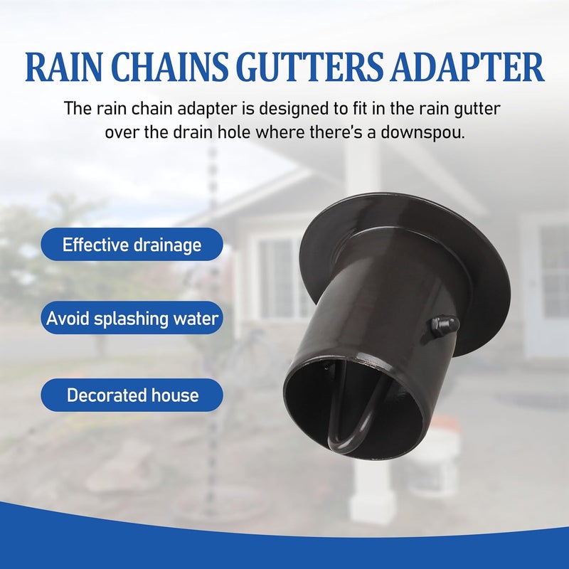 Natple Rain Chain Gutter Adapter Rain Chain Installation Kits for Rain Chain Installation,Replacement Downspou(Black Lacquer Aluminum 3in/1.84in) 1 Pcs - Image 3