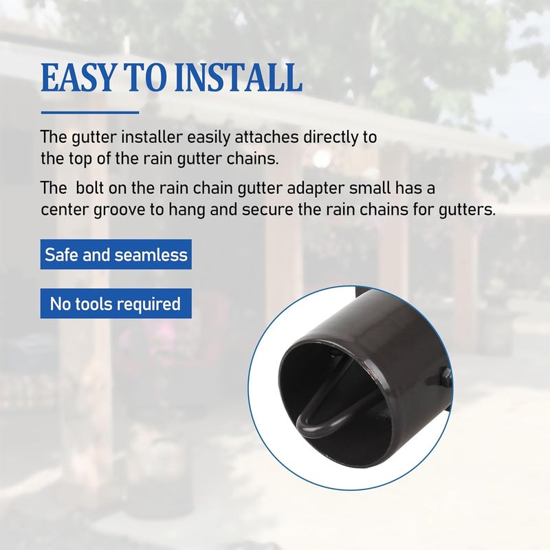 Natple Rain Chain Gutter Adapter Rain Chain Installation Kits for Rain Chain Installation,Replacement Downspou(Black Lacquer Aluminum 3in/1.84in) 1 Pcs - Image 5