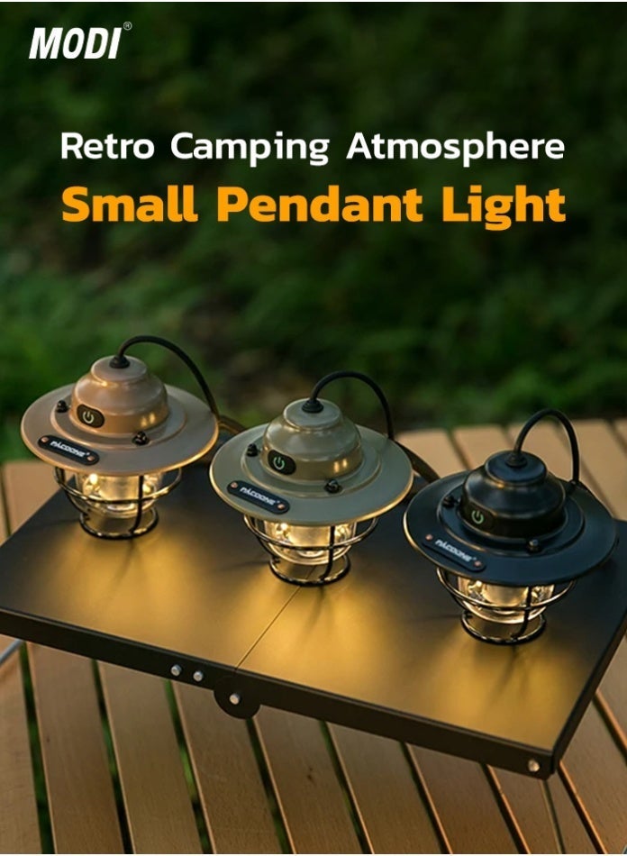 MODI Runtime Vintage Camping Lantern 93×93×104mm – 3000K/4000K/6500K Warm to Cool Dimmable Light, IPX4 Waterproof Portable LED Tent Lamp for Camping, Hiking & Emergency Use - Image 1
