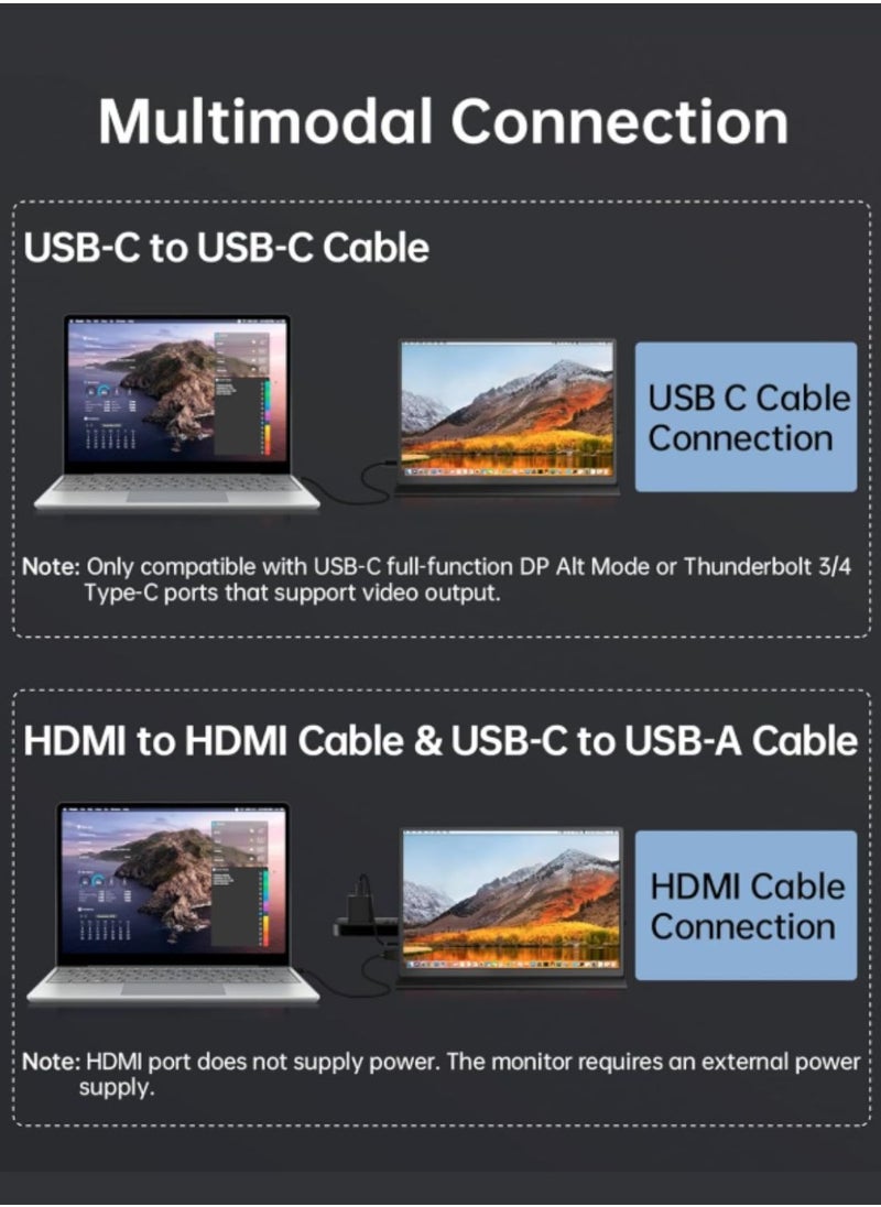 Portable Monitor 11.0 inch 2160 * 1440 2K Portable Monitor for Laptop, USB C HDMI 100% sRGB Mini Monitor with HDR IPS 400cd/m² for Laptop Pc Mac Phones Switch Portable Laptop Monitor
