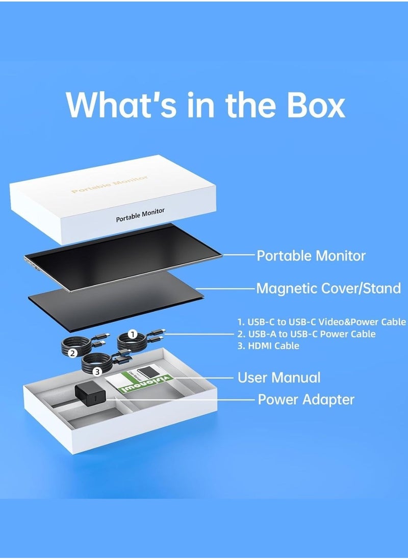 Portable Monitor 11.0 inch 2160 * 1440 2K Portable Monitor for Laptop, USB C HDMI 100% sRGB Mini Monitor with HDR IPS 400cd/m² for Laptop Pc Mac Phones Switch Portable Laptop Monitor