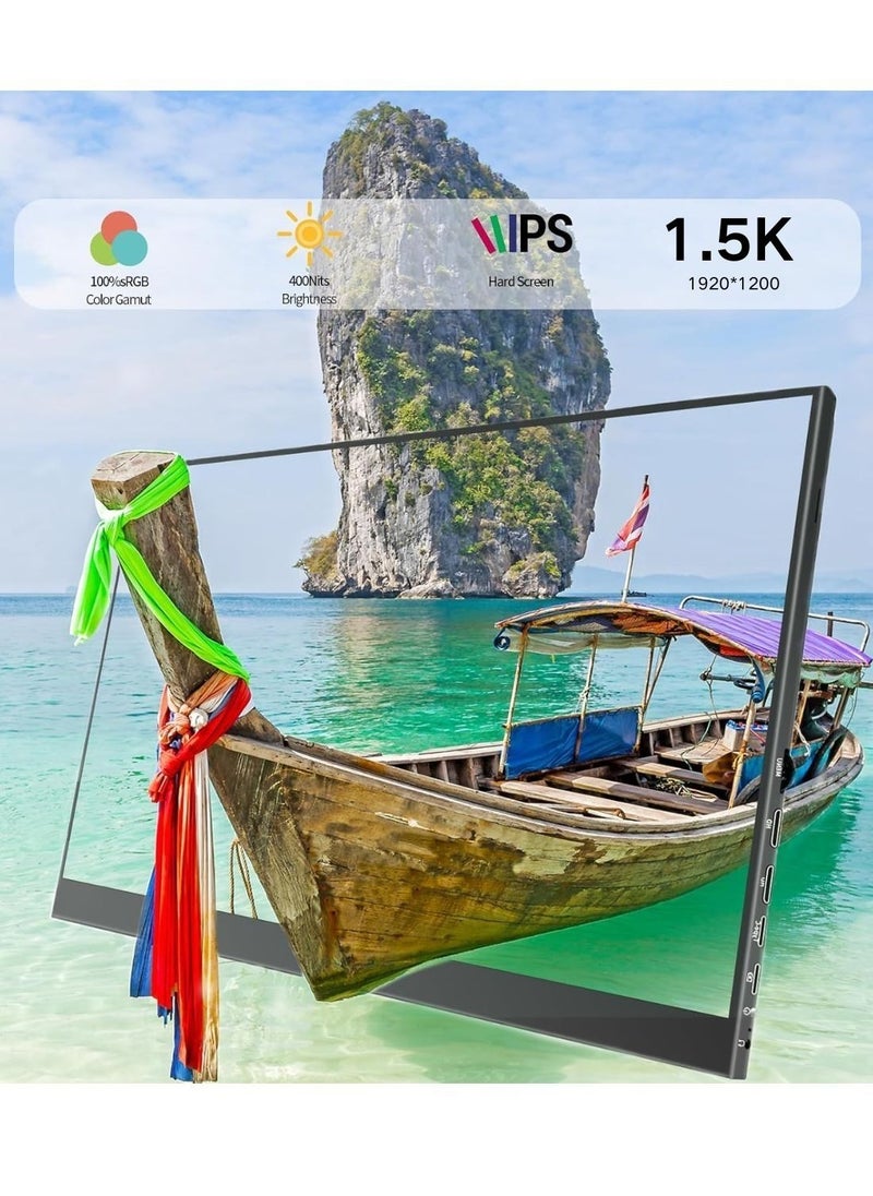 Portable Monitor 11.0 inch 2160 * 1440 2K Portable Monitor for Laptop, USB C HDMI 100% sRGB Mini Monitor with HDR IPS 400cd/m² for Laptop Pc Mac Phones Switch Portable Laptop Monitor