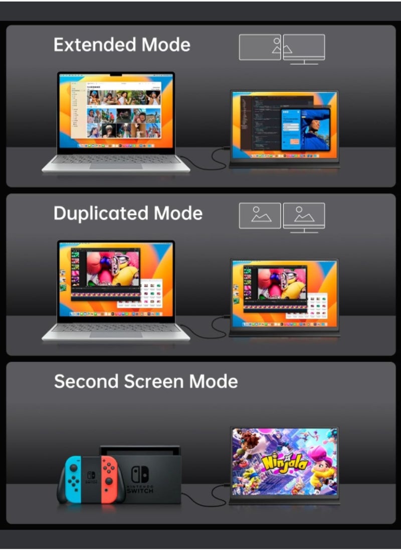 Portable Monitor 11.0 inch 2160 * 1440 2K Portable Monitor for Laptop, USB C HDMI 100% sRGB Mini Monitor with HDR IPS 400cd/m² for Laptop Pc Mac Phones Switch Portable Laptop Monitor