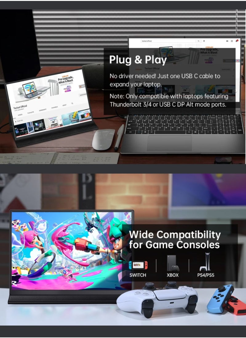 Portable Monitor 11.0 inch 2160 * 1440 2K Portable Monitor for Laptop, USB C HDMI 100% sRGB Mini Monitor with HDR IPS 400cd/m² for Laptop Pc Mac Phones Switch Portable Laptop Monitor