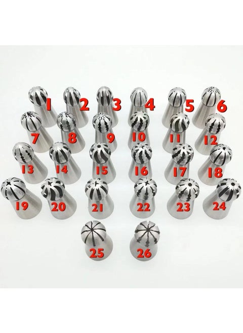 22-piece Spherical Pastry Nozzle Suit Torch Pastry Nozzle Pastry Bag Converter Pastry Suit-Color:1000 Sets-Specifications:Change The Style To The Area (report The Number)