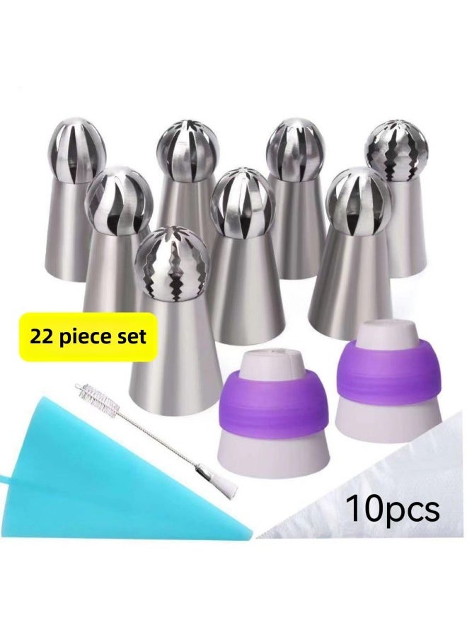 Generic 22-piece Spherical Pastry Nozzle Suit Torch Pastry Nozzle Pastry Bag Converter Pastry Suit-Color:1000 Sets-Specifications:Change The Style To The Area (report The Number)  - Image 2