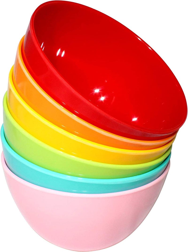 INVOSS Multi-Colored BPA-Free Plastic Mixing and Serving Bowls, Popcorn Bowls, Salad Bowls, Kichen Bowls for Space Saving Storage -700 ml, Set (8 pcs) - Image 2