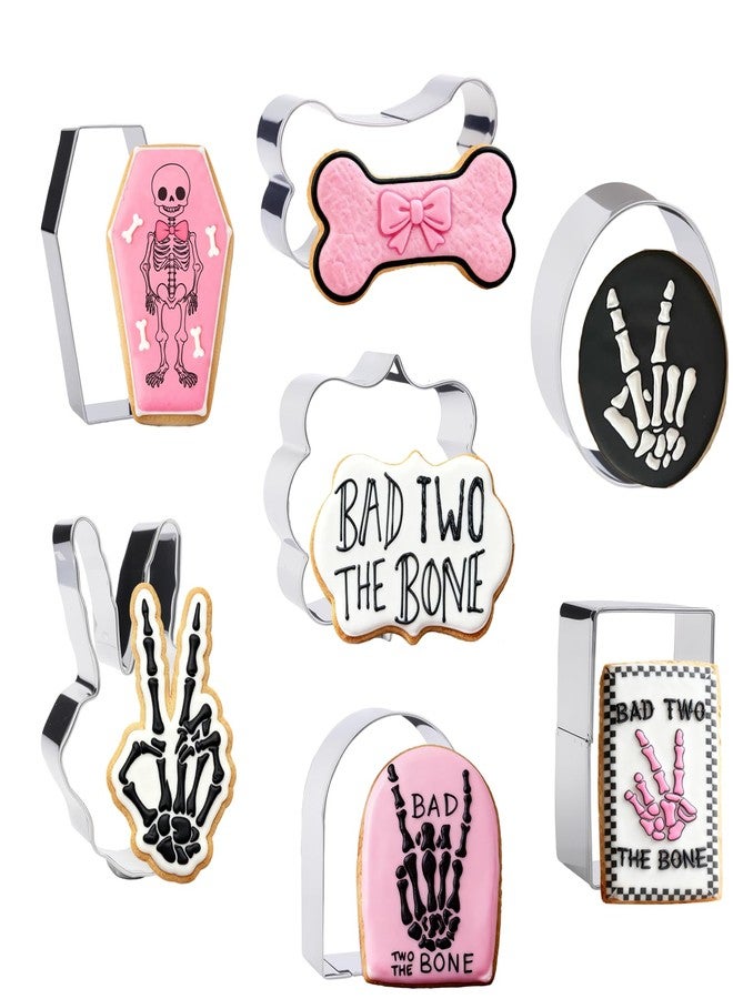 CORNER LACE 7 Pcs Bad Two The Bone 2nd Birthday Cookie Cutters Set - Stainless Steel Cookie Biscuit Cutting Molds for Two Years Old Birthday Party DIY Craft Home Baking Supplies - Image 1