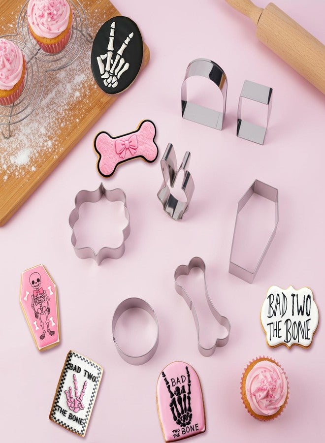 CORNER LACE 7 Pcs Bad Two The Bone 2nd Birthday Cookie Cutters Set - Stainless Steel Cookie Biscuit Cutting Molds for Two Years Old Birthday Party DIY Craft Home Baking Supplies - Image 3