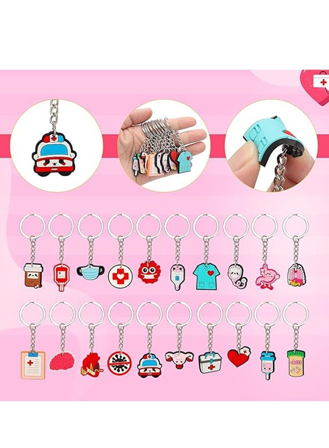 هابي دي 23 قطعة سلسلة مفاتيح مربية، حلقات مفاتيح تخرج لسلاسل مفاتيح التمريض للنساء والفتيات والأطفال، سلسلة مفاتيح تحمل طابع طبي لممرضة وطبيب هدايا تخرج لدفعة 2025 وزينة ليوم الممرضين - Image 2