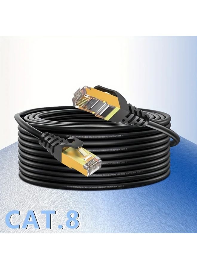Cat8 Ethernet Cable 40Gbps 2000MHz Shielded Outdoor Indoor 10m 33 Feet Black - Image 1