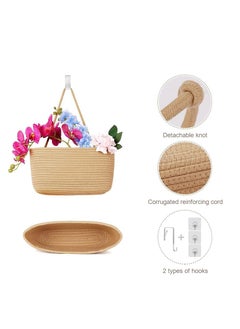 SYOSI Over the Door Hanging Basket 3-Tier Woven Cotton Wall-Mounted Storage Organizer Bag Decorative Hanging Kitchen Baskets  Jute  - Image 2