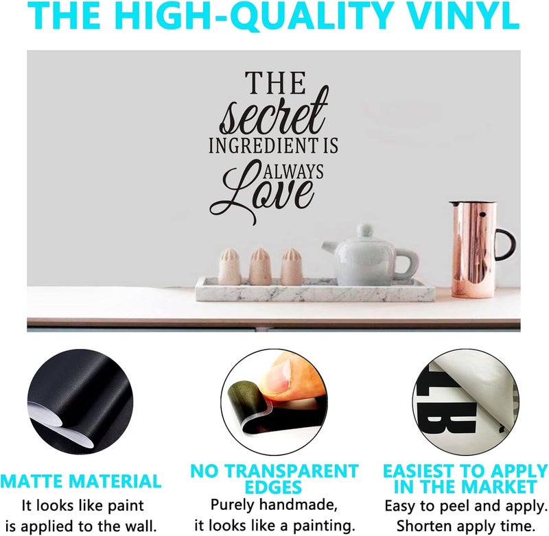 AnFigure Home Quotes Wall Stickers for Kitchen Peel and Stick Inspirational Living Room Dining Room Positive Vinyl Art Wall Decals  The Secret Ingredient is Always Love 20X24 - Image 2