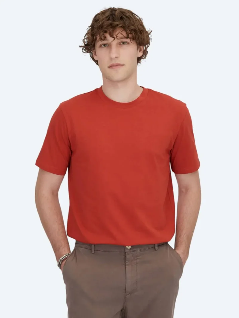Kip Dark Orange Crew Neck 100% Cotton T-Shirt