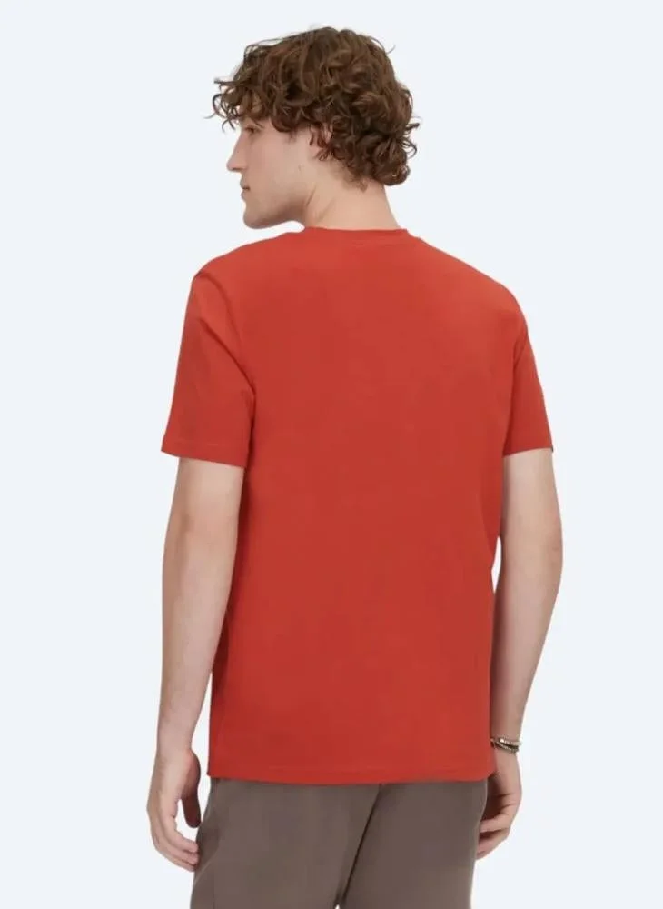 Kip Dark Orange Crew Neck 100% Cotton T-Shirt