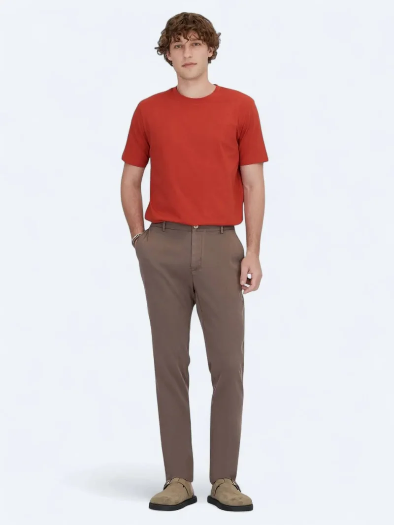 Kip Dark Orange Crew Neck 100% Cotton T-Shirt