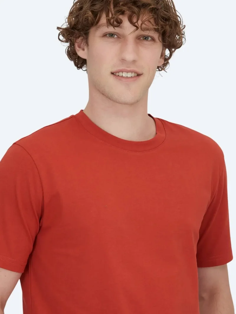 Kip Dark Orange Crew Neck 100% Cotton T-Shirt