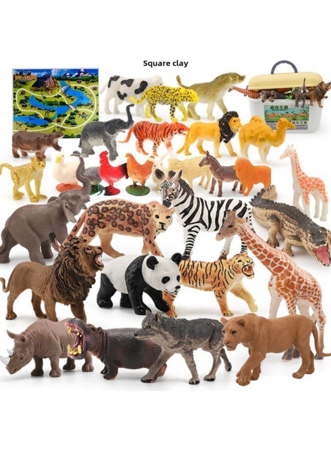 Children's Simulation Leopard Zoo Model Toy Boy Tyrannosaurus Rex Large Birthday 3 Years Old 6 One Piece Wholesale-Color:Artificial Animal 59-piece Set/with Storage Bucket + Map - Image 4