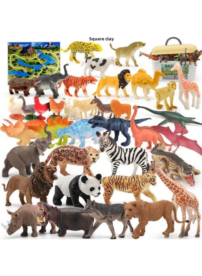 Children's Simulation Leopard Zoo Model Toy Boy Tyrannosaurus Rex Large Birthday 3 Years Old 6 One Piece Wholesale-Color:Artificial Animal 59-piece Set/with Storage Bucket + Map - Image 5