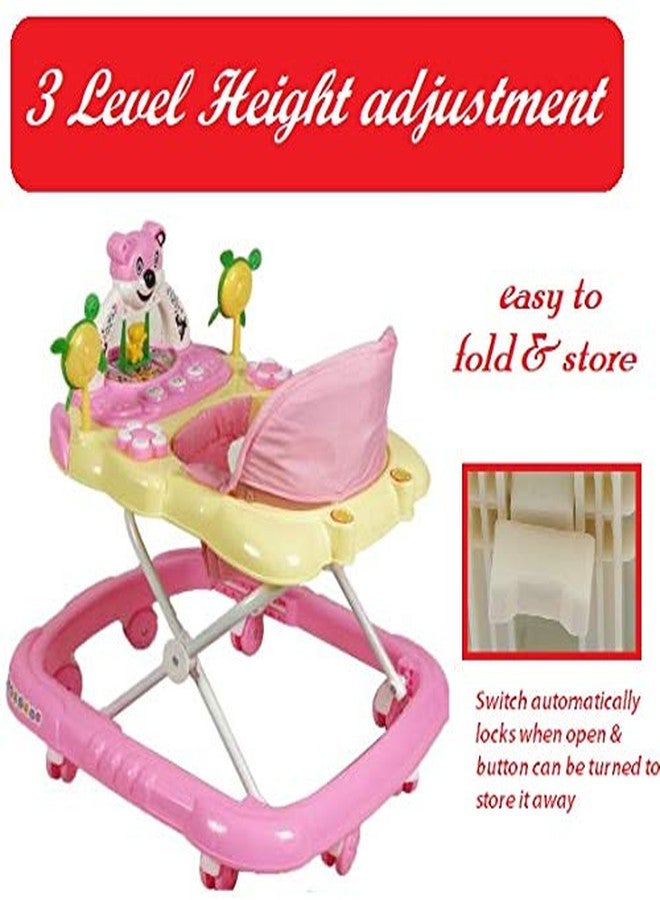 JoyRide Baby Panda Walker - Musical, Foldable & Height Adjustable (Pink) - Image 4