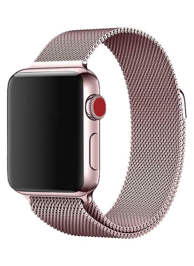 NIBEMINENT - Milanese Loop Stainless Steel Band Compatible With iWatch Series Rose Gold - Image 1