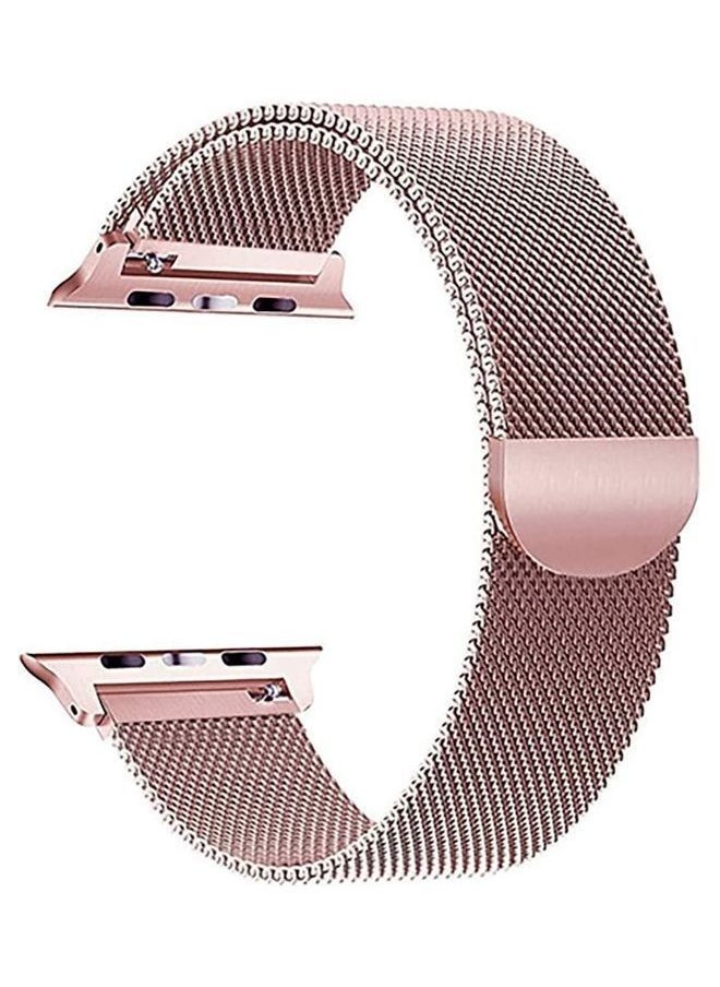 NIBEMINENT - Milanese Loop Stainless Steel Band Compatible With iWatch Series Rose Gold - Image 1