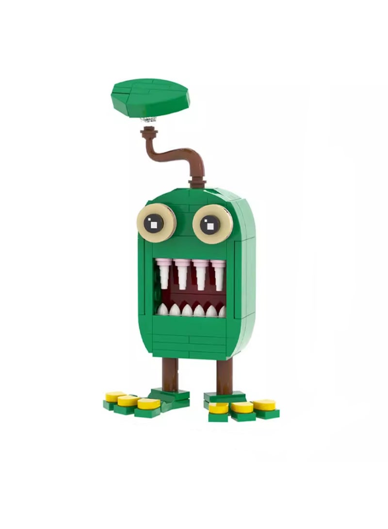 Loquat Children's Self-assembly Small Particle Toy Building Blocks Monster Concert Green Hair Monster Model Hand-made Creative Puzzle Toys - Image 1