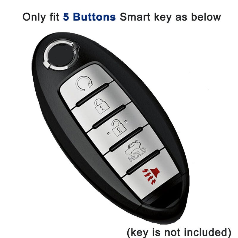 Generic Alegender Fit for 2017 2018 Nissan 2019 2020 2021 Rogue Maxima Altima Sedan Pathfinder Infiniti 5 Buttons Fob Remote Control Hand Sew Leather Key Cover Case Bag Skin Holder  - Image 2