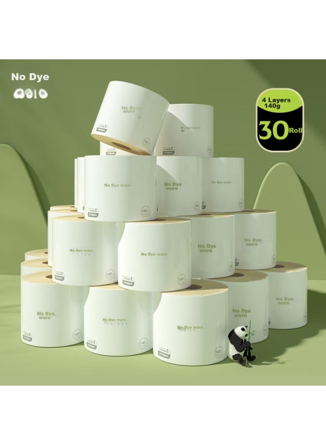 Wuro Wudian Wuro Core Roll Toilet Paper, Bamboo Pulp Paper, 4-ply, 140g*30 Rolls, Thick Heavyweight Tissue Paper, Toilet Roll Paper, Whole Box - Image 1