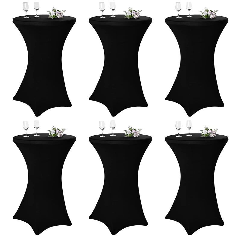 Pesonlook Pesonlook 6 Pack Spandex Stretch Square Corners Tablecloth 32x43 Black Fitted High Top Table Cover for Bar Wedding Party Banquet Black 