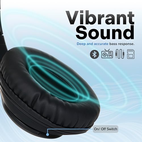 iJoy Bluetooth Headphones Over Ear, Wireless and Wired Foldable Headset Built-in Microphone, FM, Micro SD Card Slot - (Green) Adults Kids Men Women - Image 2