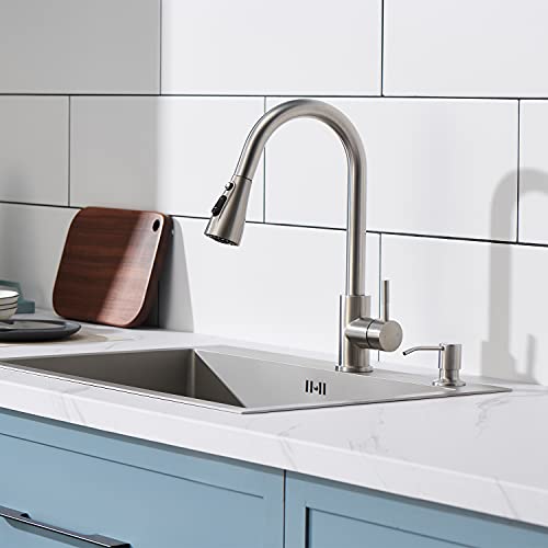 Wardock Sink Soap Dispenser Brushed Nickel, Soap Dispenser for Kitchen Sink Stainless Steel Refill from The Top Built in Sink Soap Dispensers with 13 OZ Soap Bottle - Image 2