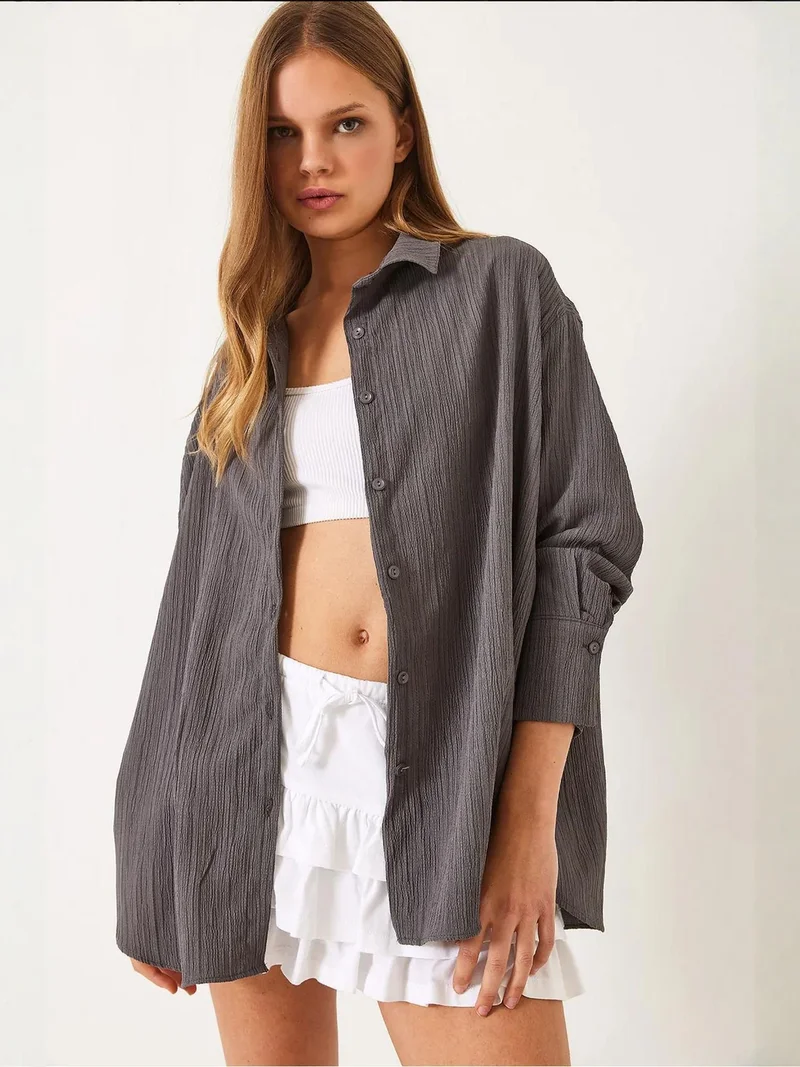 Bianco Lucci LUCCI Oversized Textured Shirt