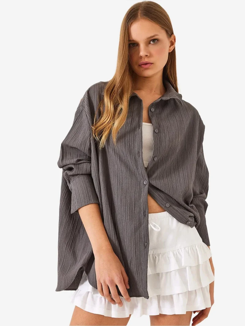 Bianco Lucci LUCCI Oversized Textured Shirt