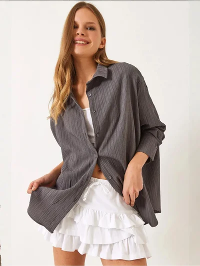 Bianco Lucci LUCCI Oversized Textured Shirt