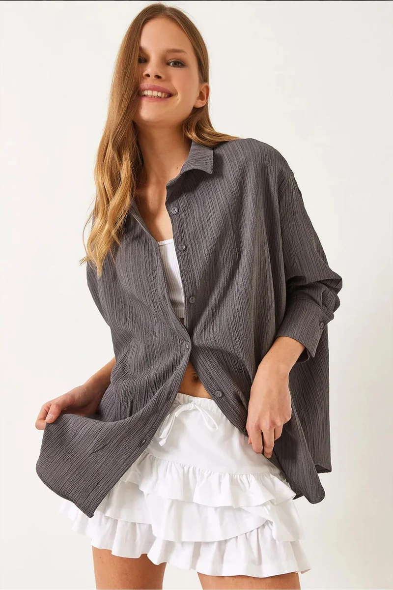 Bianco Lucci LUCCI Oversized Textured Shirt