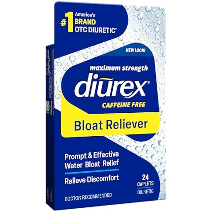 Diurex Caffeine-Free Bloat Relief, Maximum Strength, Relieve Water Bloat Discomfort, Up to 6 Hours of Relief, 24 Count - Image 1