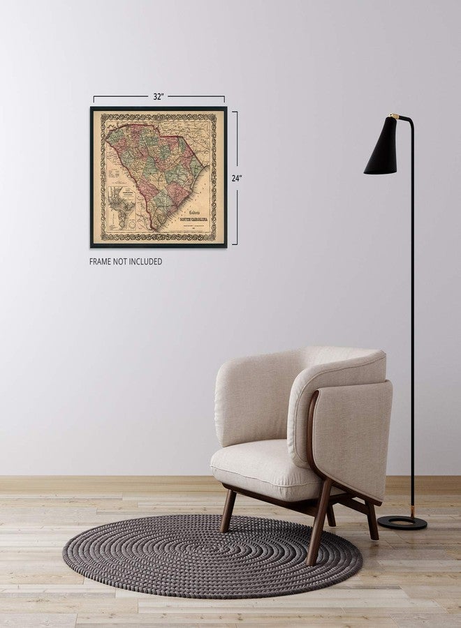 HISTORIX Vintage 1865 Map of South Carolina - 24x32 Inch Wall Art - Old Carolina Map Showing Cities, Towns,Roads, Railroads, Rivers and Forts - Image 4