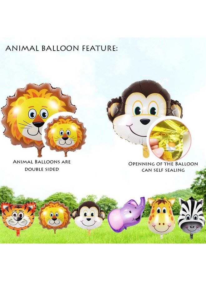 OuMuaMua Jungle Safari Birthday Party Decorations 6 Pack Giant Safari Animal Balloons For Boy Kids Safari Jungle Baby Shower Wild One Birthday Zoo Party Decorations  - Image 4