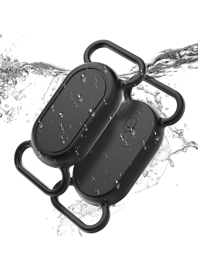Dog Collar Holder(2 Pack) for Galaxy Smarttag2, Waterproof Silicone Case for Pet Cat, Anti-Lost Scratch Resistant Protective Cover Accessory for Samsung Galaxy Smart tag2 (Black) - Image 1