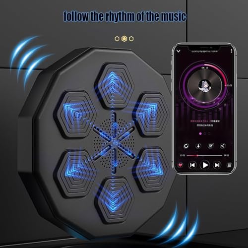EAZY WAYZ Smart Music Boxing Machine Wall-Mounted Punch Trainer with 9 Modes & Speeds, Bluetooth Music Sync, Gloves & USB Perfect for Home Gyms, Fitness Enthusiasts, and Professional Training (Black) - Image 5